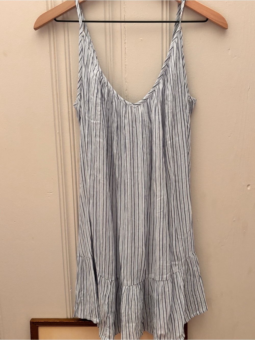 Billabong Blue and White Striped Spaghetti Strap Mini Dress women’s small
